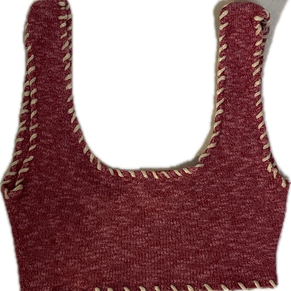 Elaine Post vintage knit bikini / bra top XS extra small pink w/ cream details - Picture 8 of 9